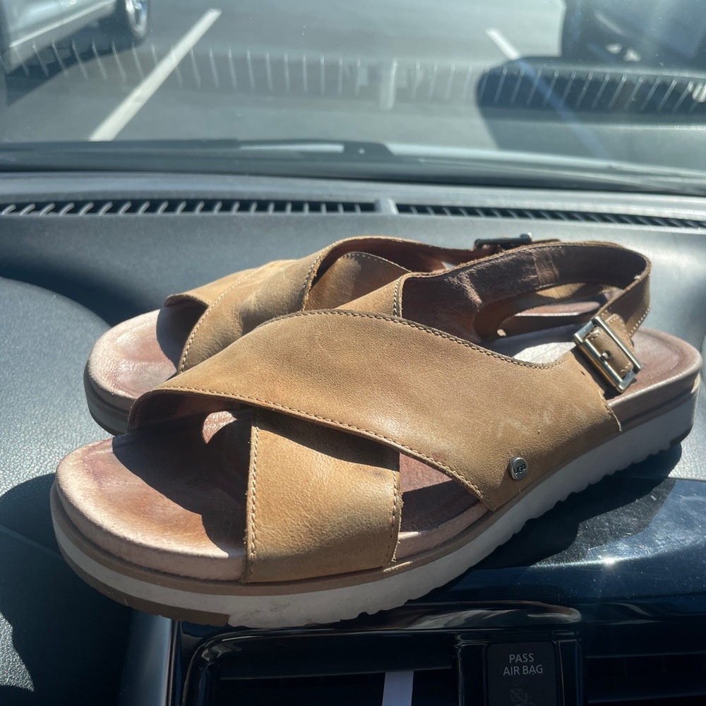 UGG Kamile Slingback Leather Sandals 8